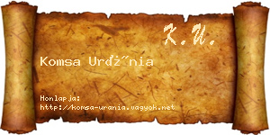 Komsa Uránia névjegykártya